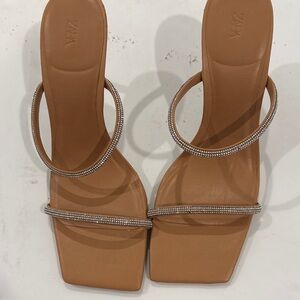 Zara Brown Sandals with Silver Straps